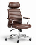 Bureau stoel met verstelbare rugleuning en bruin kunstleer 60 x 60 x 110cm