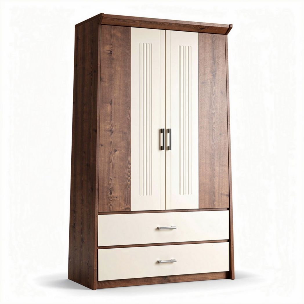 houten kast met twee deuren en laden afmetingen 180 x 90 x 40 cm