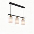 Hanglamp met drie glazen lampen in zwart en goud 60 x 20 x 25cm
