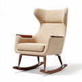 Schommelstoel van stof met houten armleuningen 85 x 80 x 100cm