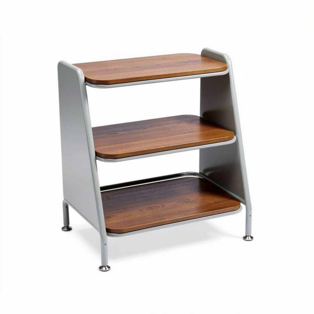 Stalen open kast met houten planken voor opbergruimte 60 x 40 x 80cm