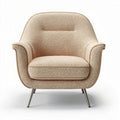 stoffen fauteuil met metalen poten in licht beige 80 x 80 x 80cm