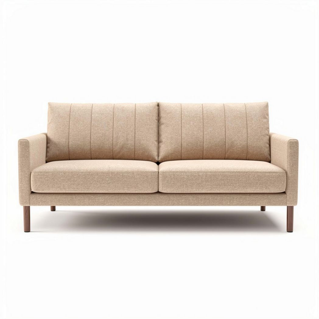 Beige stoffen bank met gestreept ontwerp 190 x 80 x 85cm