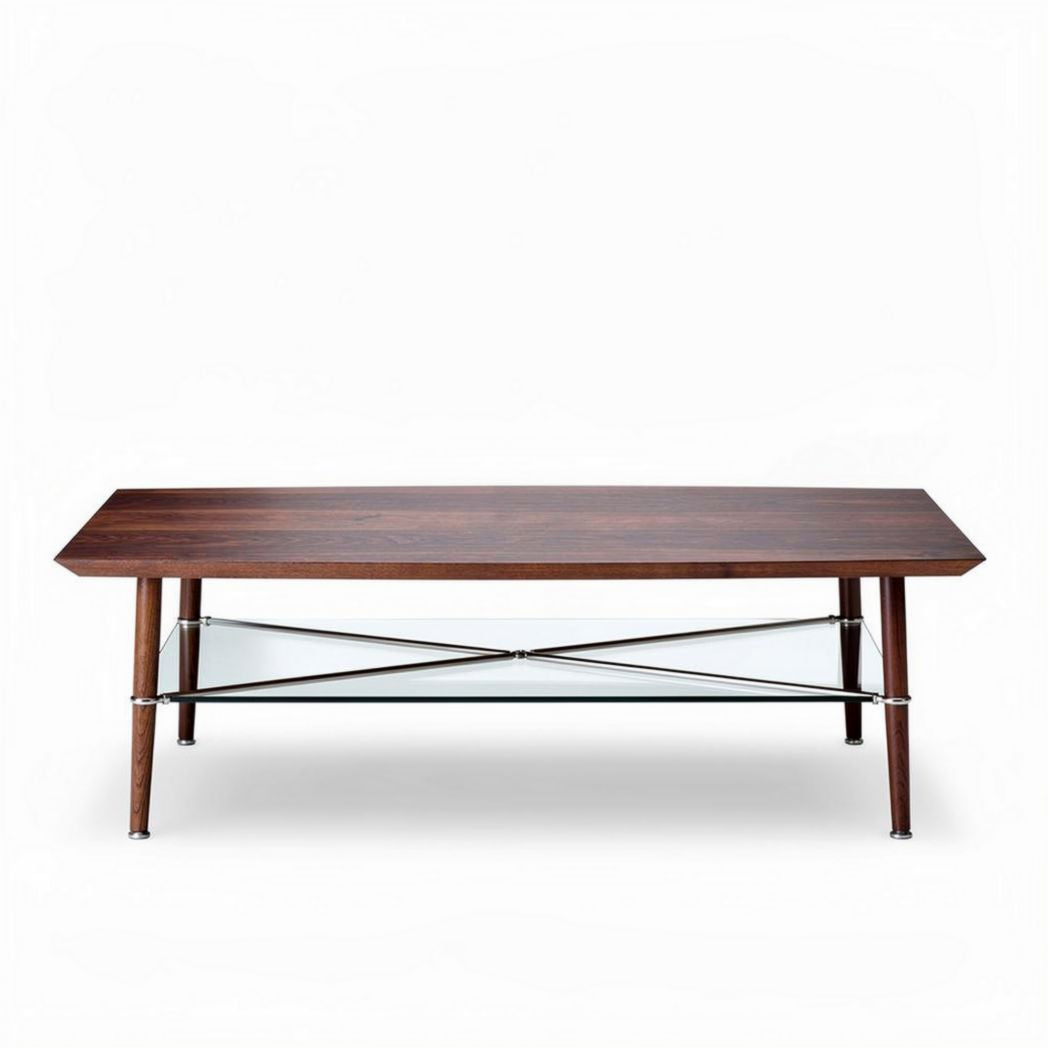 Lounge tafel met houten bovenblad en metalen onderstel 120 x 60 x 45cm