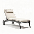 Ligbed van kunststof en aluminium met kussen beige 160 x 65 x 90cm