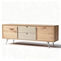 Houten tv-meubel met twee deuren en lades in beige 150 x 40 x 45cm