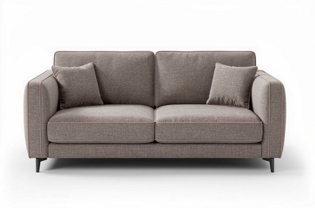 Bank van stof met kussens in bruin 170 x 90 x 85cm